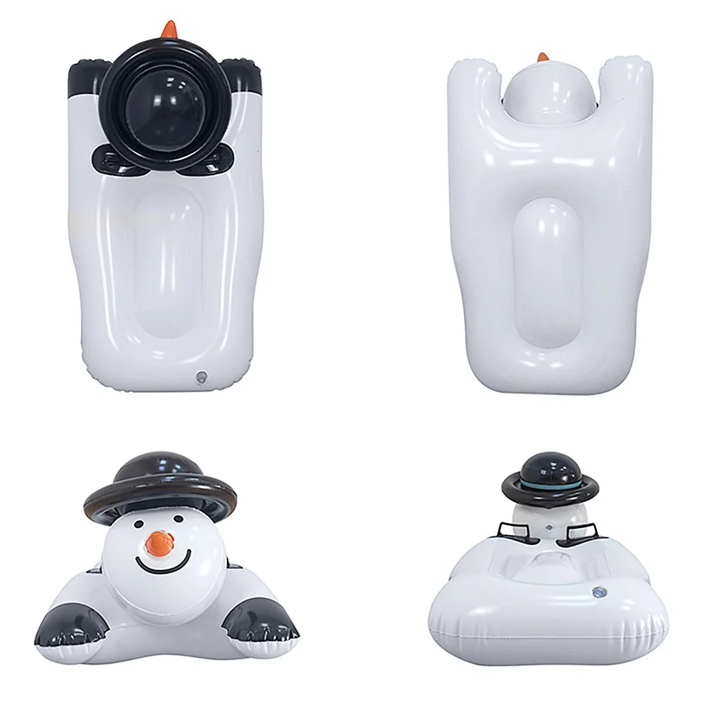Winter Snowman Snow Tube Inflatable Snow Sled Double Handles PVC Cold Wear-resistant Material Inflatable Ski Board for Kids