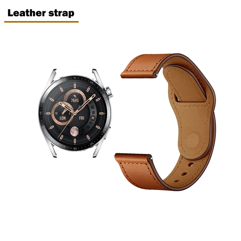 

20mm 22mm Leather Band For Huawei GT 2/Pro/2e/GT3 42mm 46mm bracelet for Samsung Galaxy watch 4/Classic Active 2/Amazfit strap