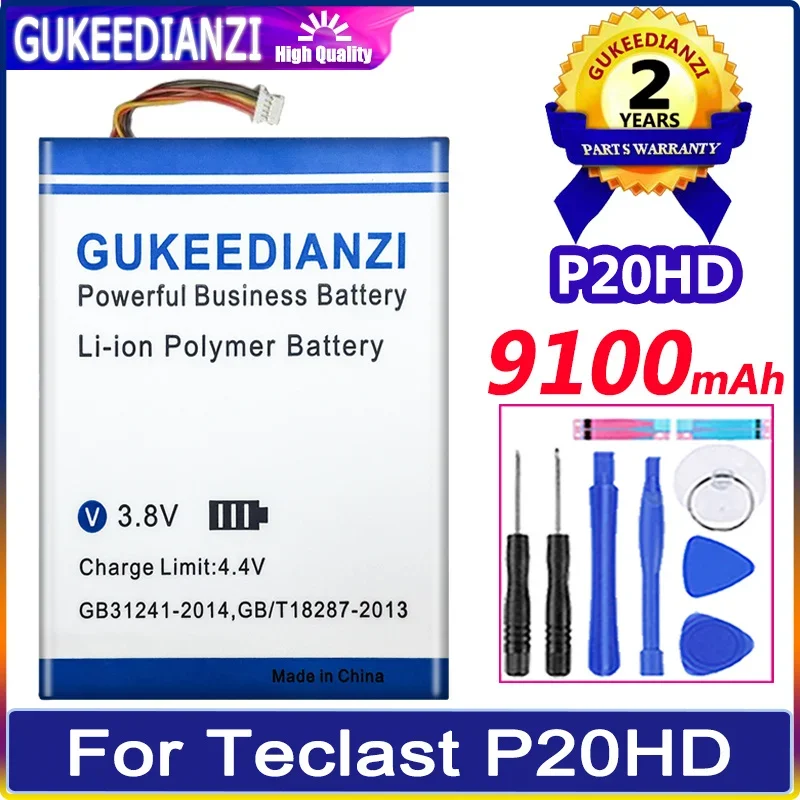 

GUKEEDIANZI Battery 9100mAh For Teclast P20HD 98 4G ID N6H1 5 Wire Plug Bateria