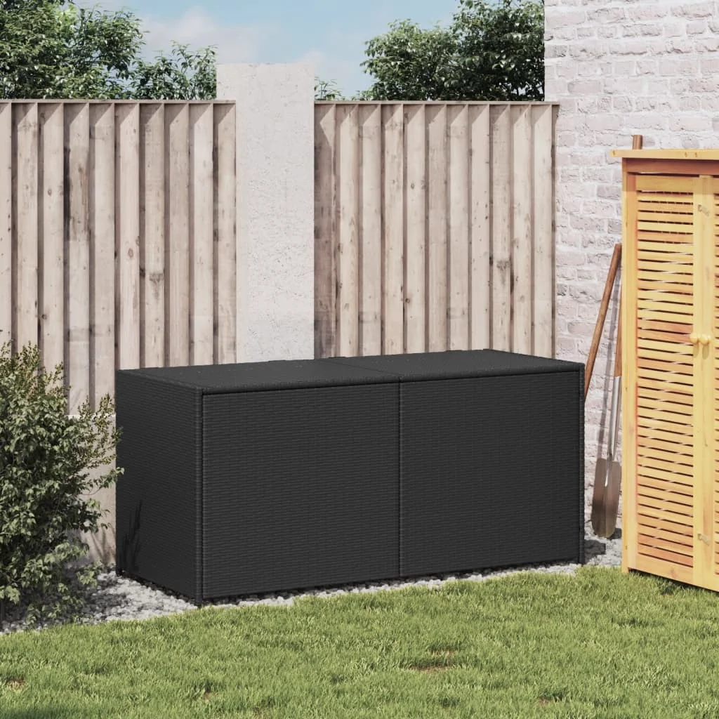 Schwarze Gartenaufbewahrungsbox 283L aus geflochtener Kunstharzoptik für Werkzeuge und Outdoor-Kissen – Detail 3