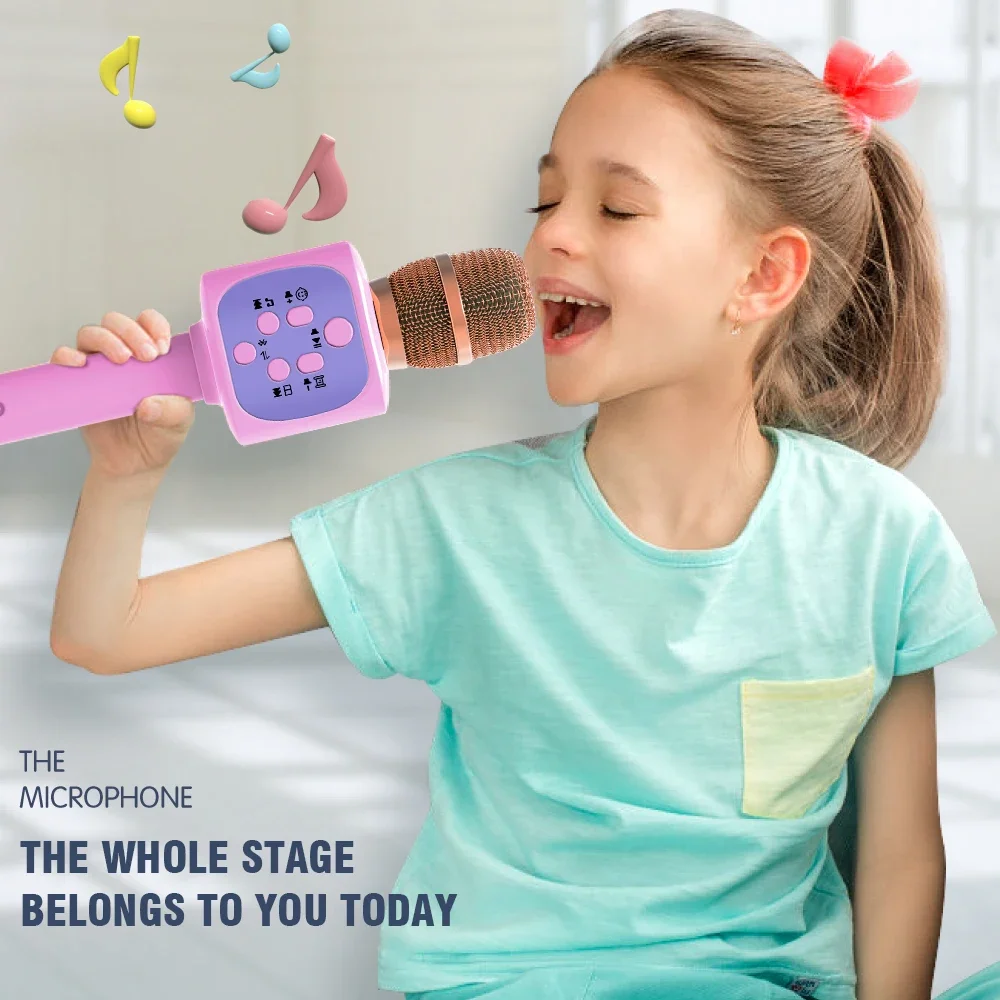 Kids Microphone Toys for Singing Wireless Bluetooth Karaoke Microphone for Adults Toys for Boys Girls Birthday Party Gift