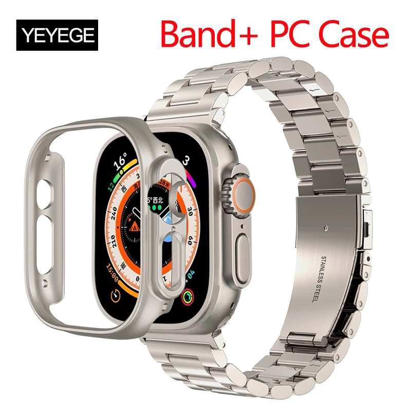 

Stainless Steel Strap+Case For Apple Watch Band Ultra 49mm Metal Wristband Cover Band iWatch 8 Strap 45mm 42 44mm 38 41mm Bumper