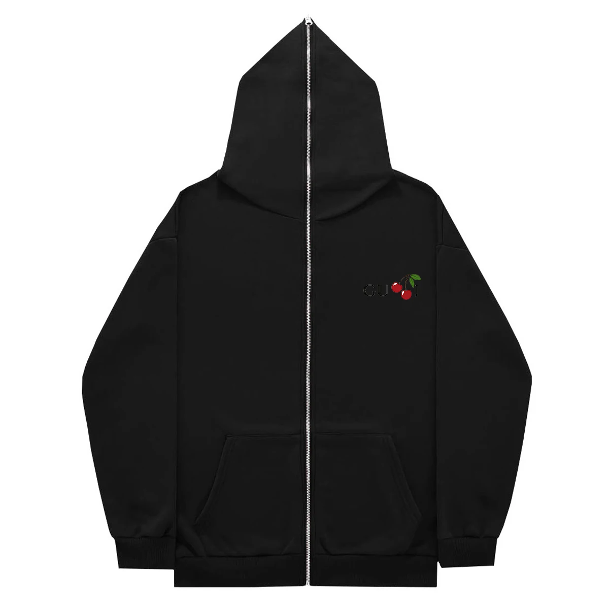 2024 Herren Strickjacke Solide Gedruckt Lose Hip Hop Jacke Zip Hoodie Sweatshirt_voghion.com