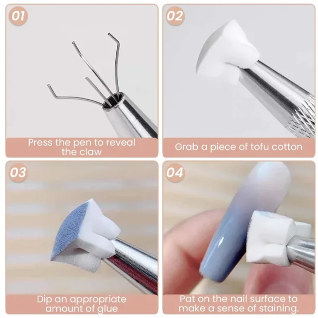 50/150pcs Sponge Gradient Nail Art Stamper Tools Gel Polish Color Gradient Brush Glitter Powder Dotting Pen For Manicure Tools 6
