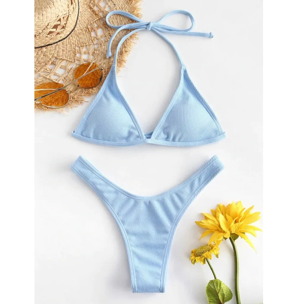 Crochet Bikini Micro Mini Bikini Swimwear Women Halter Push Up Bikini Set Padded Bra Sexy Swimsuit Hot Bandage Swim Suit Brazilian Biquini