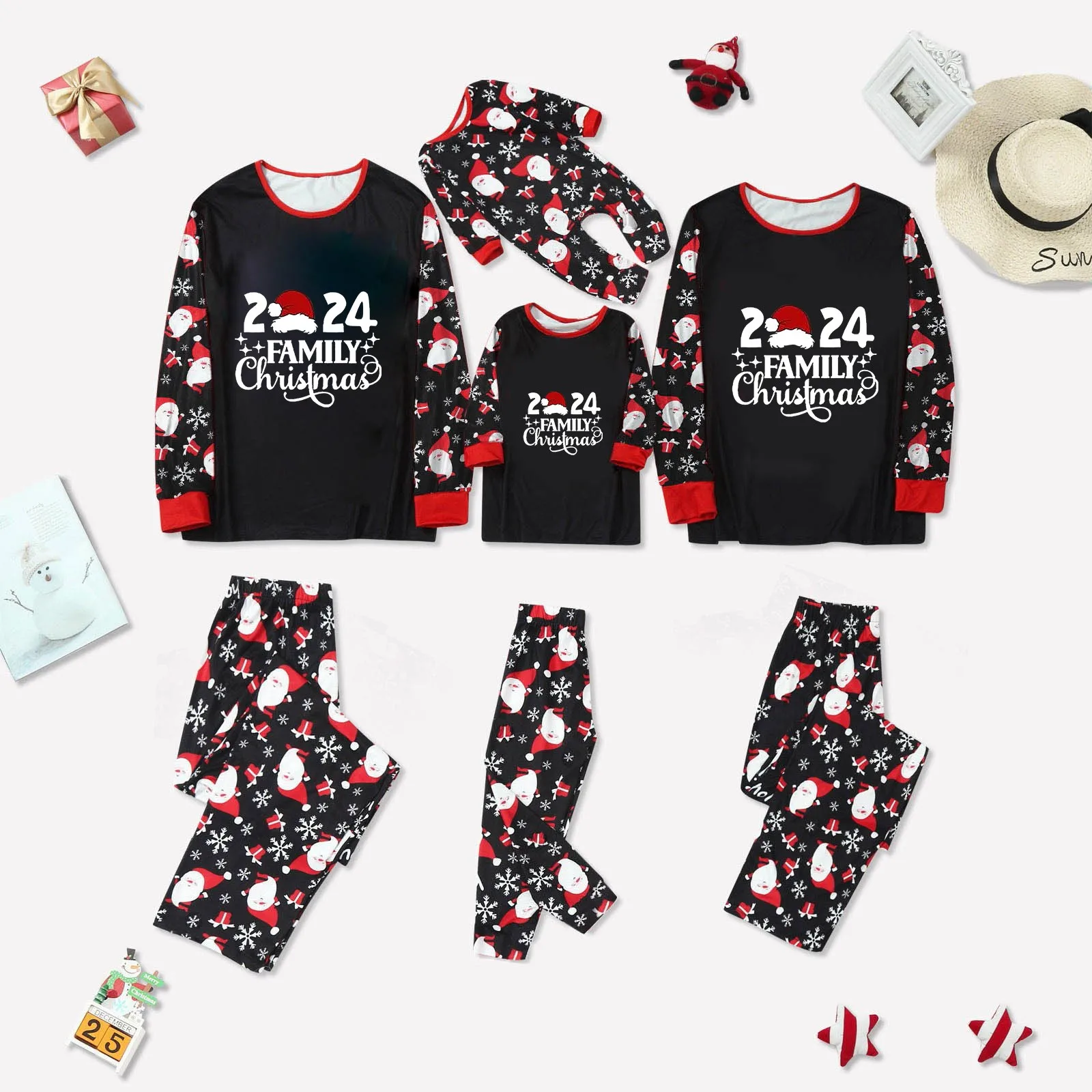 thumbnail image 2 of Conjunto de pijamas a juego para toda la familia para Navidad 2024 Conjuntos a juego para toda la familia para adultos, niños y bebés Ropa de estar en casa para Año Nuevo Conjunto de pijamas suaves, 2 of 5