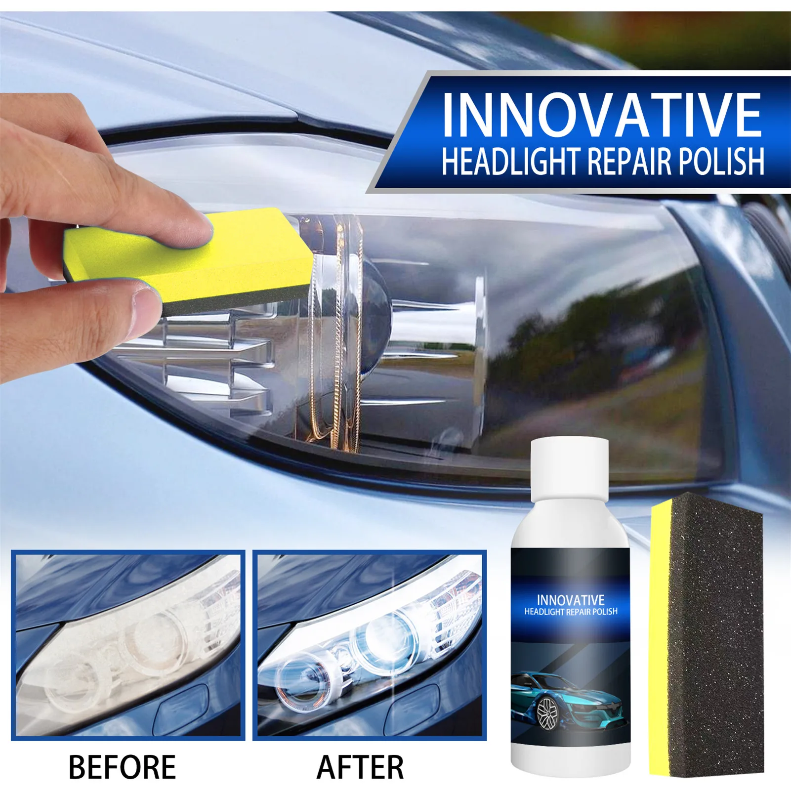 

50ML Headlamp Restorer For Car Headlight Polish Cleaner Headlight Restoration Kit Scratch Remover Car Care Repair Kit To Restore