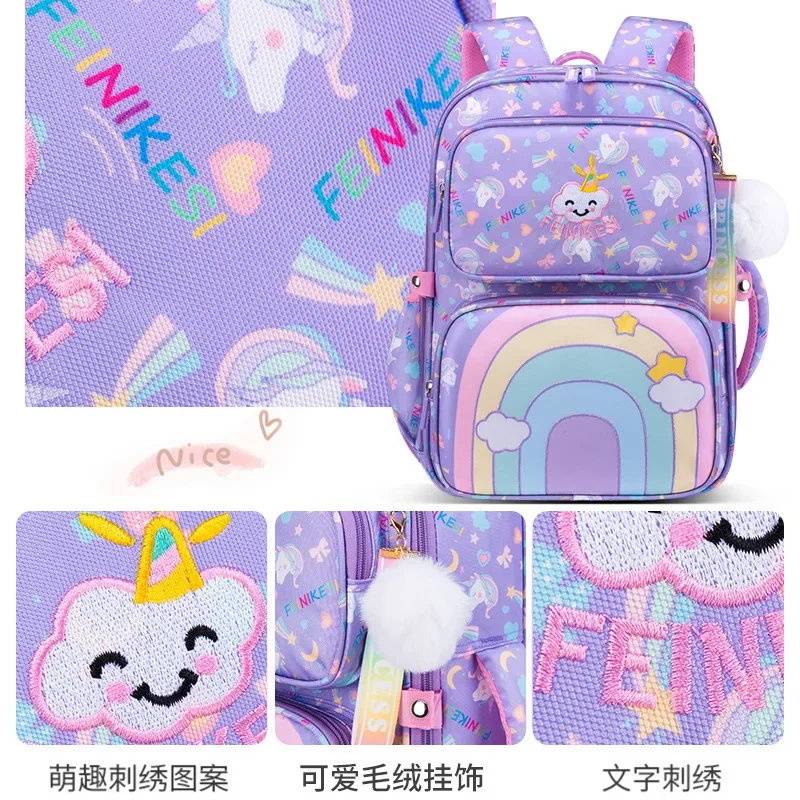 New Primary School Backpack Cute Colorful Book Bags for Girls Princess School Bags Waterproof Children Rainbow Series Schoolbags 3