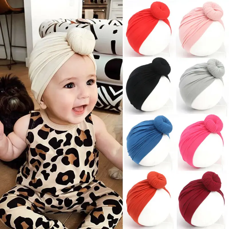 

2019 Baby Accessories For Newborn Toddler Kids Baby Girl Boy Turban Cotton Beanie Hat Winter Cap Knot Solid Soft Hospital Caps