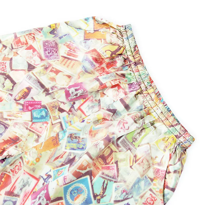 2024 Summer 100%Natural Mulberry Silk Satin Pocket Beach Casual Printed Shorts for Men and Women