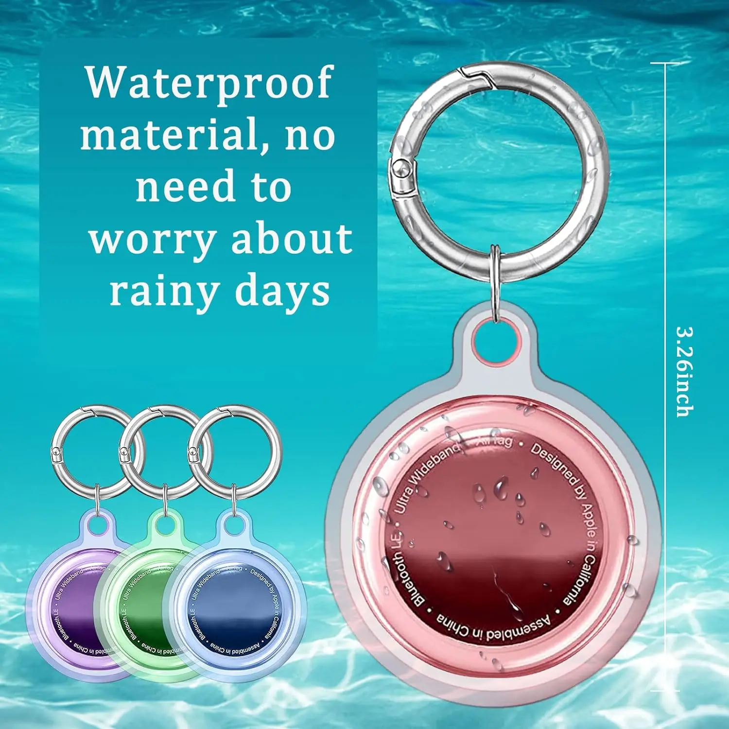 Waterproof Airtag Holder Keychain for Pet Collars and Key Rings