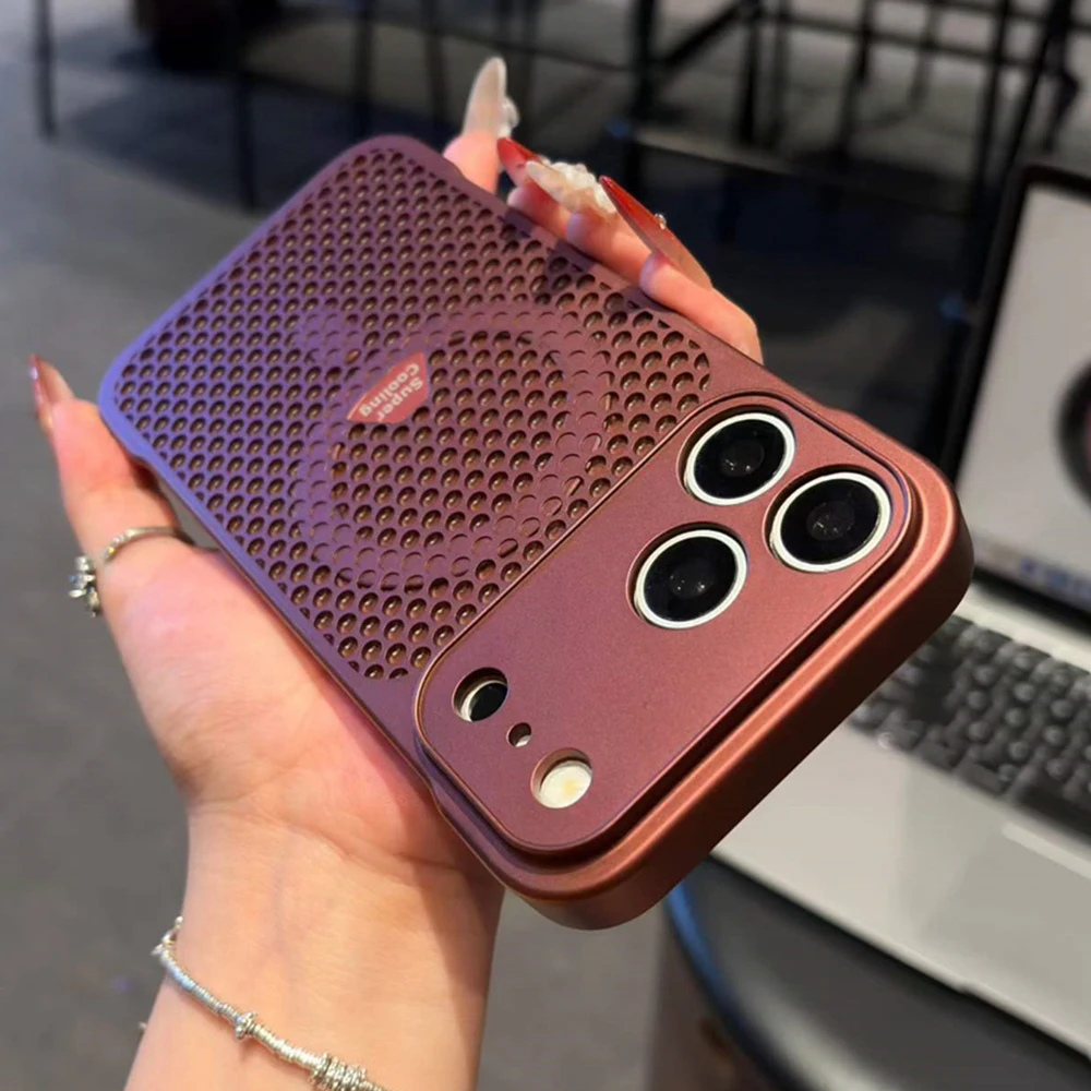 Honeycomb Mesh Cooling Frameless Magnetic Phone Case with Luxury Metallic Finish