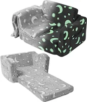 Fold-Out Kids Sofa, Glow-in-The-Dark Kids Couch Chair, 2-in-1 Children Convertible Sofa to Lounger 1