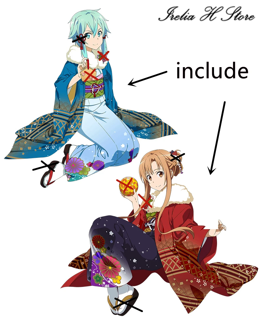 

Irelia H Store Asuna from Sword Art Online Asada Shino Yuuki Asuna Cosplay Costumes Lunar New year Kimono