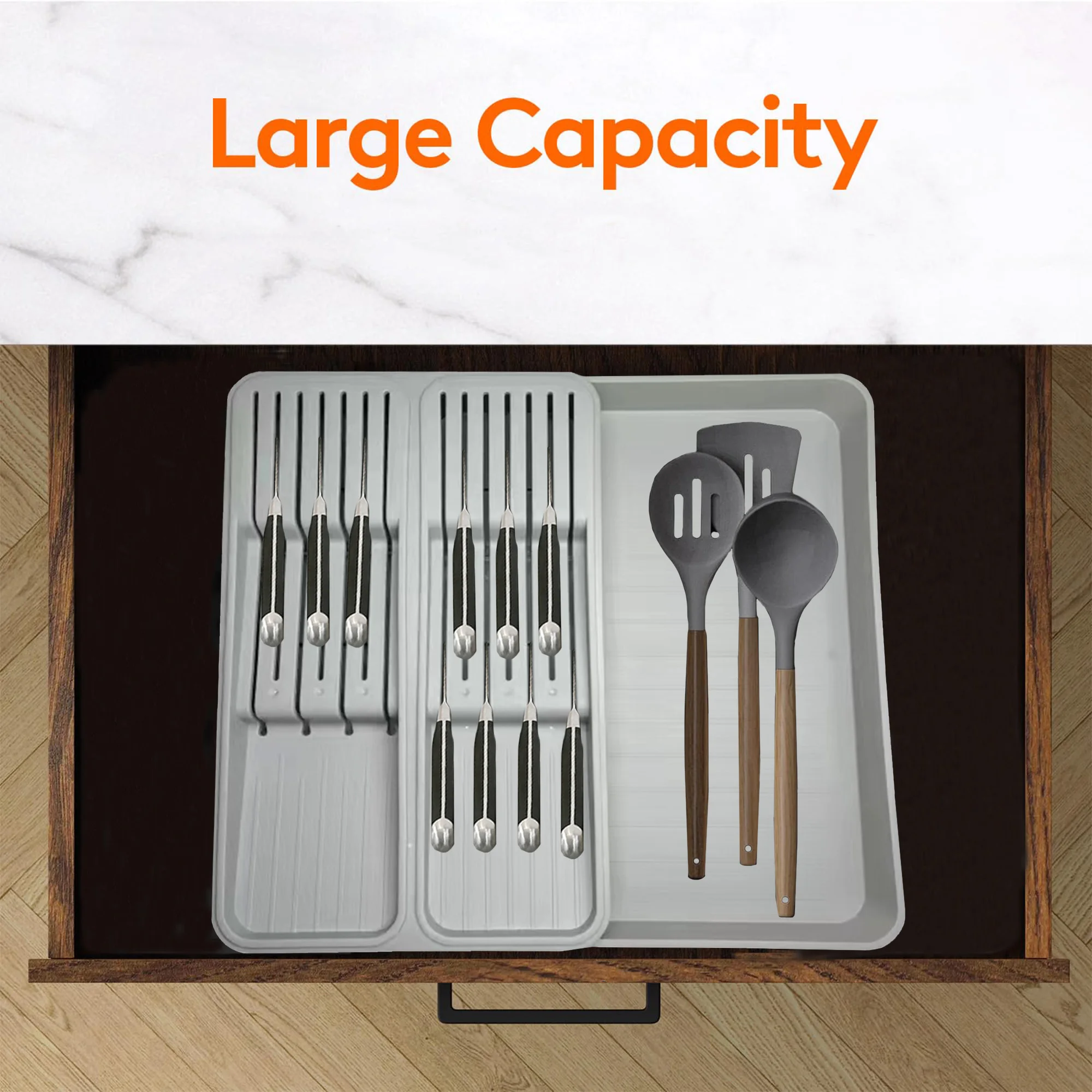 Expandable Utensil Tray for Kitchen Organizers For Drawer Cabinet And Shelf Storage for Spoons Forks Knive