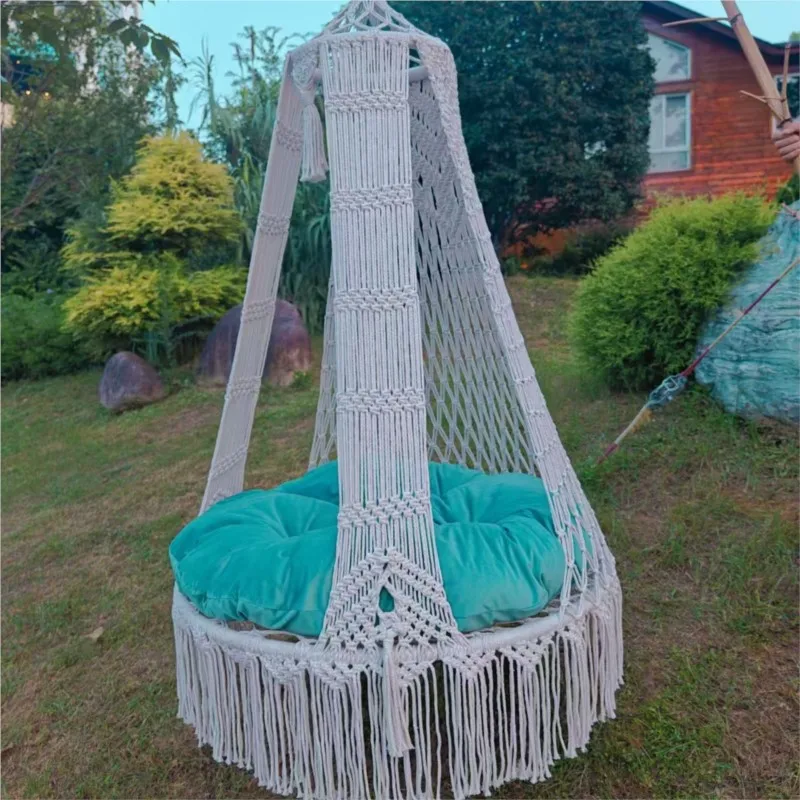 Original Handmade Indoor Woven Hanging Chair Hanging Basket Balcony Swing Adult Hammock Camping Supplies Outdoor Furniture