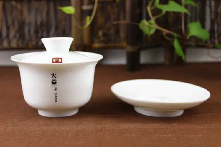 [GRANDNESS] Pu'er Tea Dayi Gaiwan Tea Set White Gongfu Porcelain Gaiwan 150 ml Porcelain