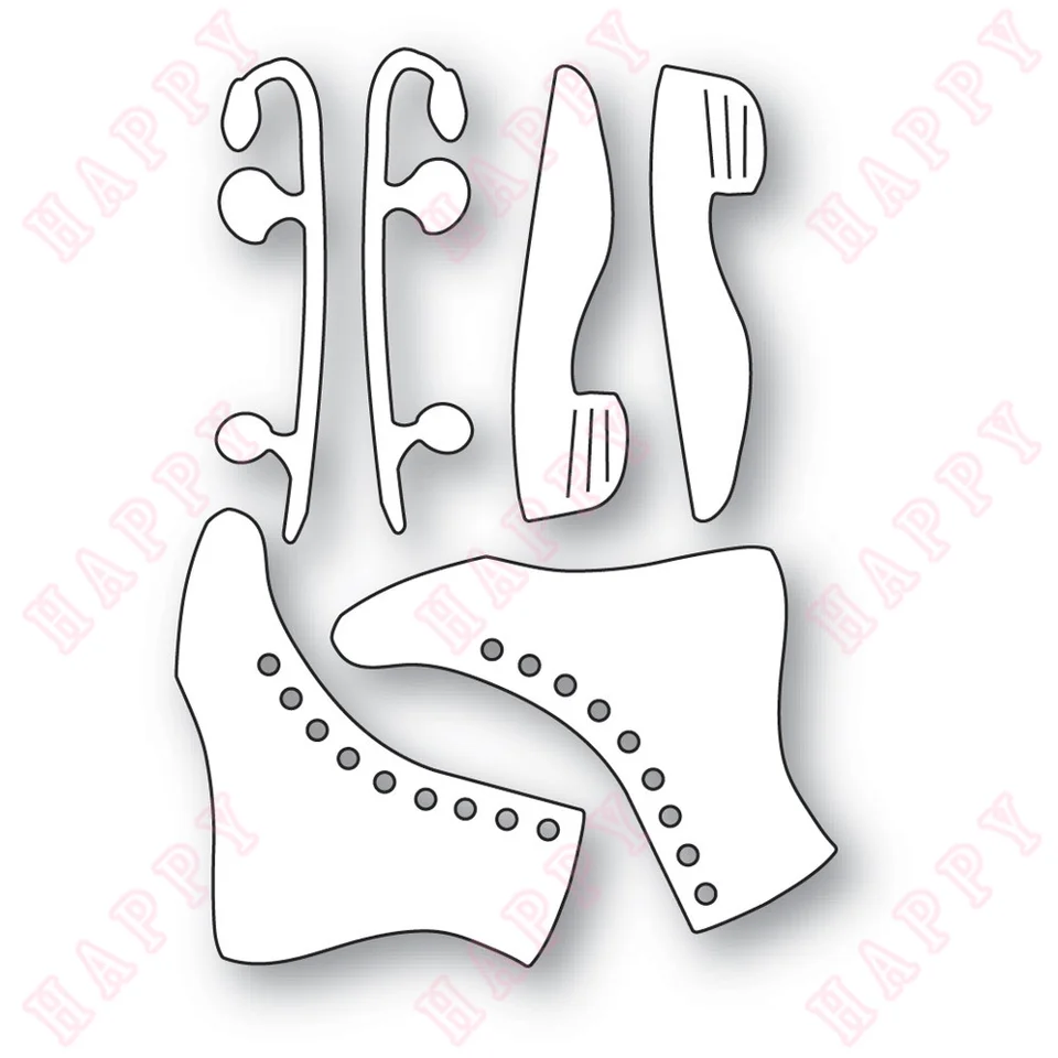 Fustella Metallica Per Biglietti – Pattini Sul Ghiaccio 15,8x9,7 Cm, Acciaio Al Carbonio, Per Scrapbooking