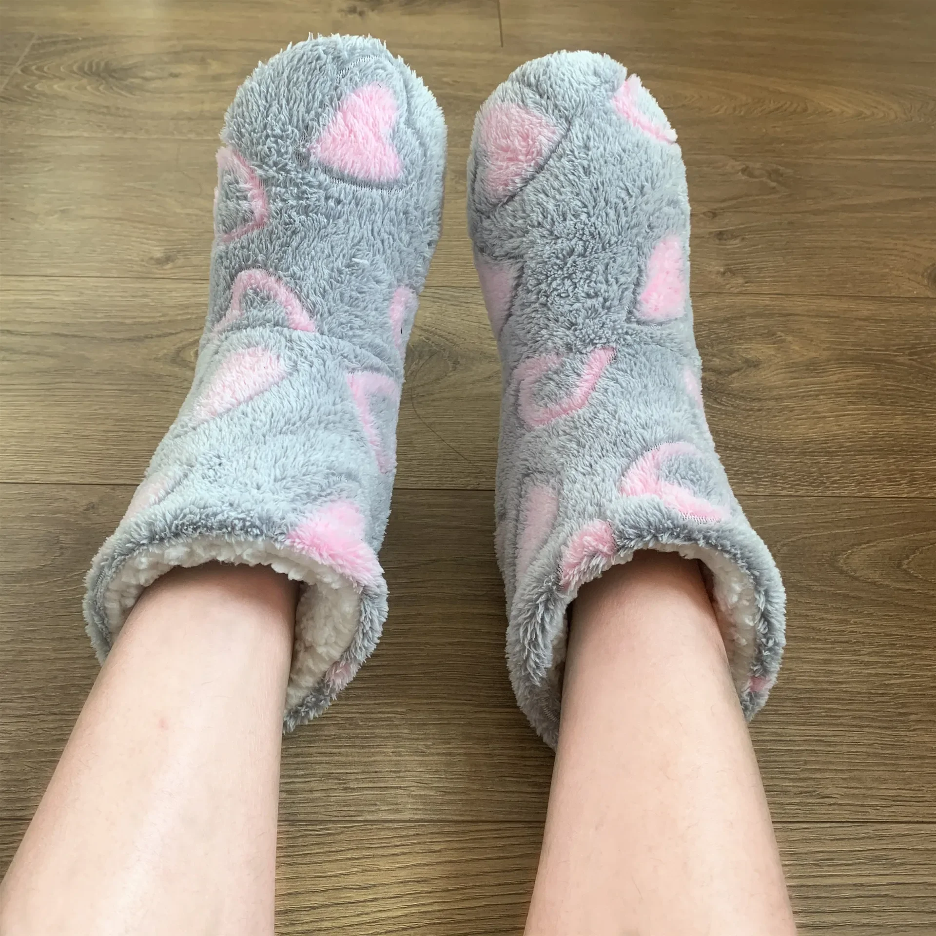 Winter Home Slipper Boot Women Heart Love Non Slip Warm Children Fleece Soft Indoor Plush Cotton Female Floor Shoes House Men