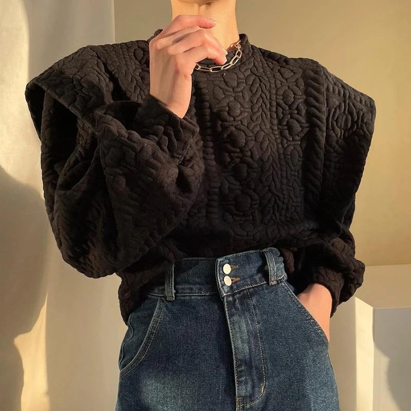 2023 New Autumn and Winter All-match Pullover Round Neck Fashion Loose Stitching Fake Two-piece Long-sleeved Sweater Women