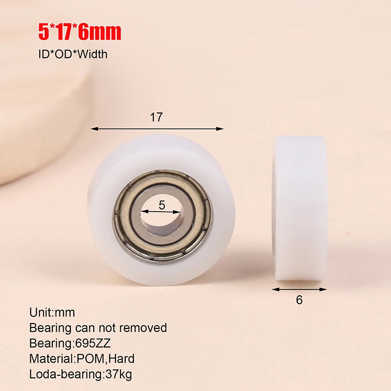 5*17*6mm Nylon Plastic Roller Guide Wheel 695zz Bearing Wheel POM Drawer Window Door Pulley Roller POM hard moving door window slide wheel roller guide wheel