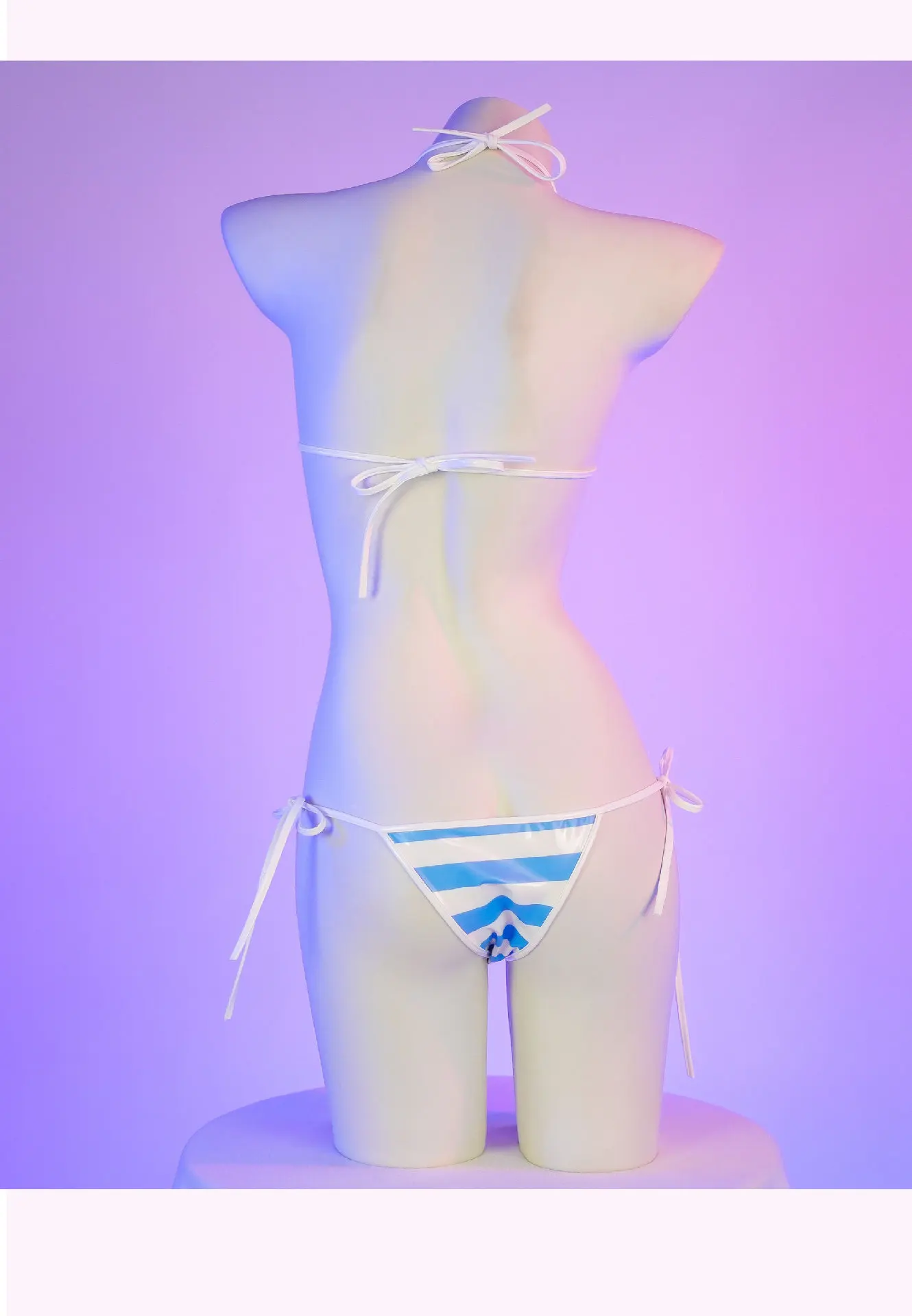Leather bikini set with stripe print - Stitching detail