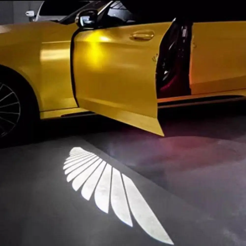 

Модный Автомобильный Ковер с крыльями ангела, светодиодная подсветка, украшение для зеркала заднего вида, дверной ковер, лампа проектора, автомобильные аксессуары