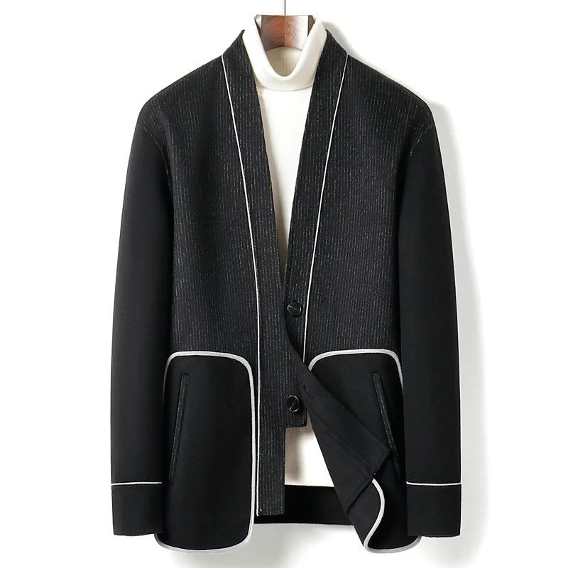 

Двубортное шерстяное пальто, мужское однобортное пальто в британском стиле, Новинка осени 2023