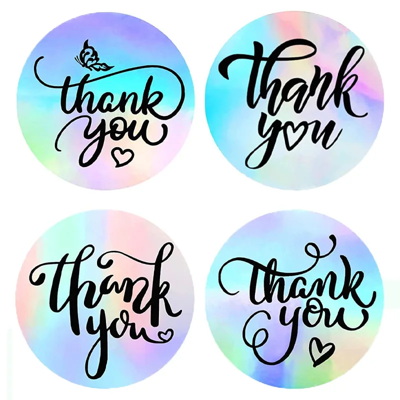 

500pcs/Roll Laser Thank You Stickers 25mm Envelope Seal Labels Gift Packaging Stickers Wedding Birthday Party Offer Stationery