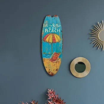 Vintage Wooden Surfboard Decor 1
