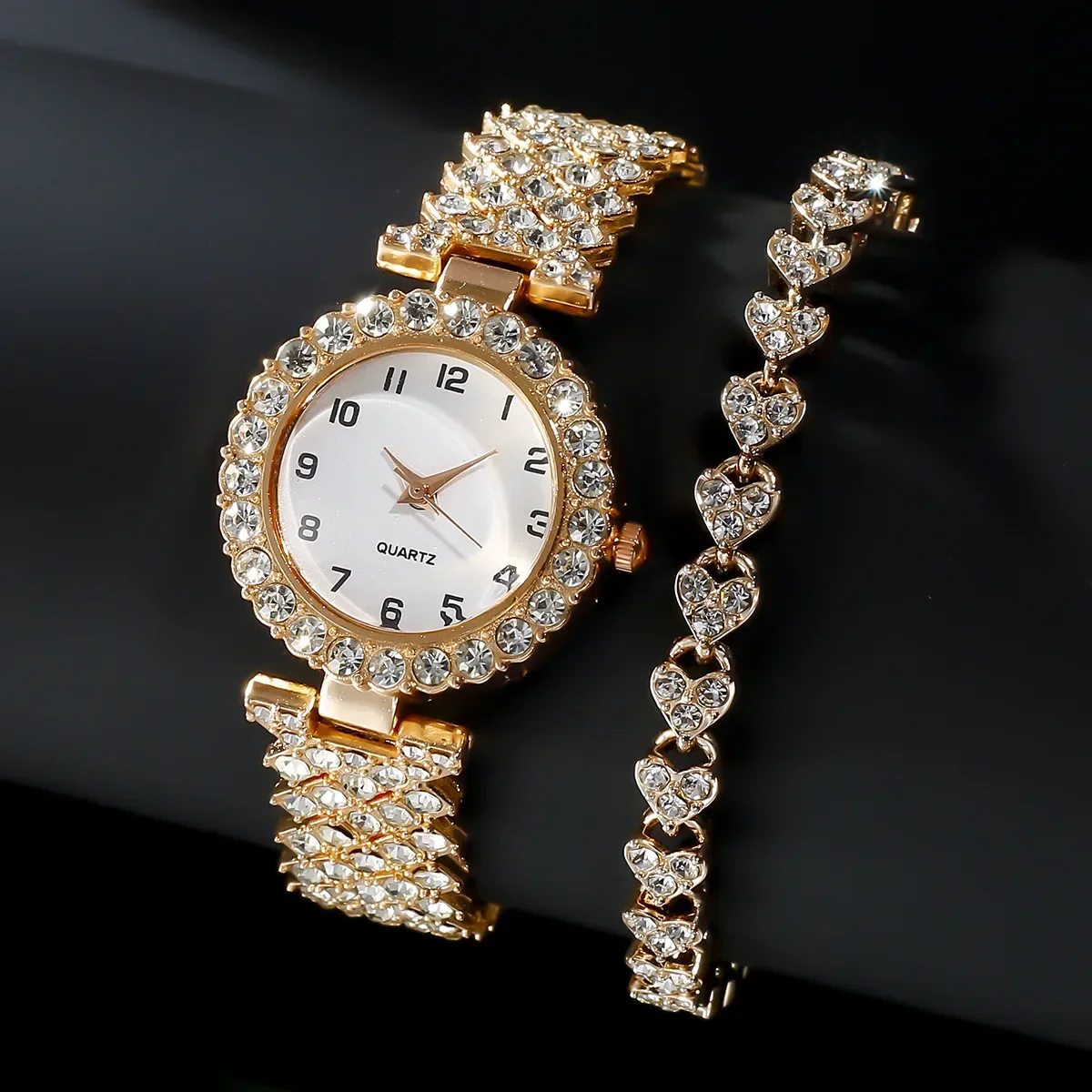 2/1pcs Luxury Fashion Women Watch Set Silver Strap Ladies Quartz Wristwatch Alloy Bracelet for Ladies Jewelry Set Clock Gift 2