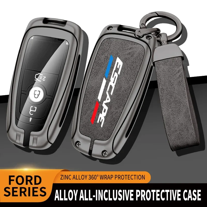 

New Auto TPU Zinc Alloy Key Case Bag For Ford ESCAPE Logo Car Key Chain Car Metal Key Shell Car Interior Decoration Accessories