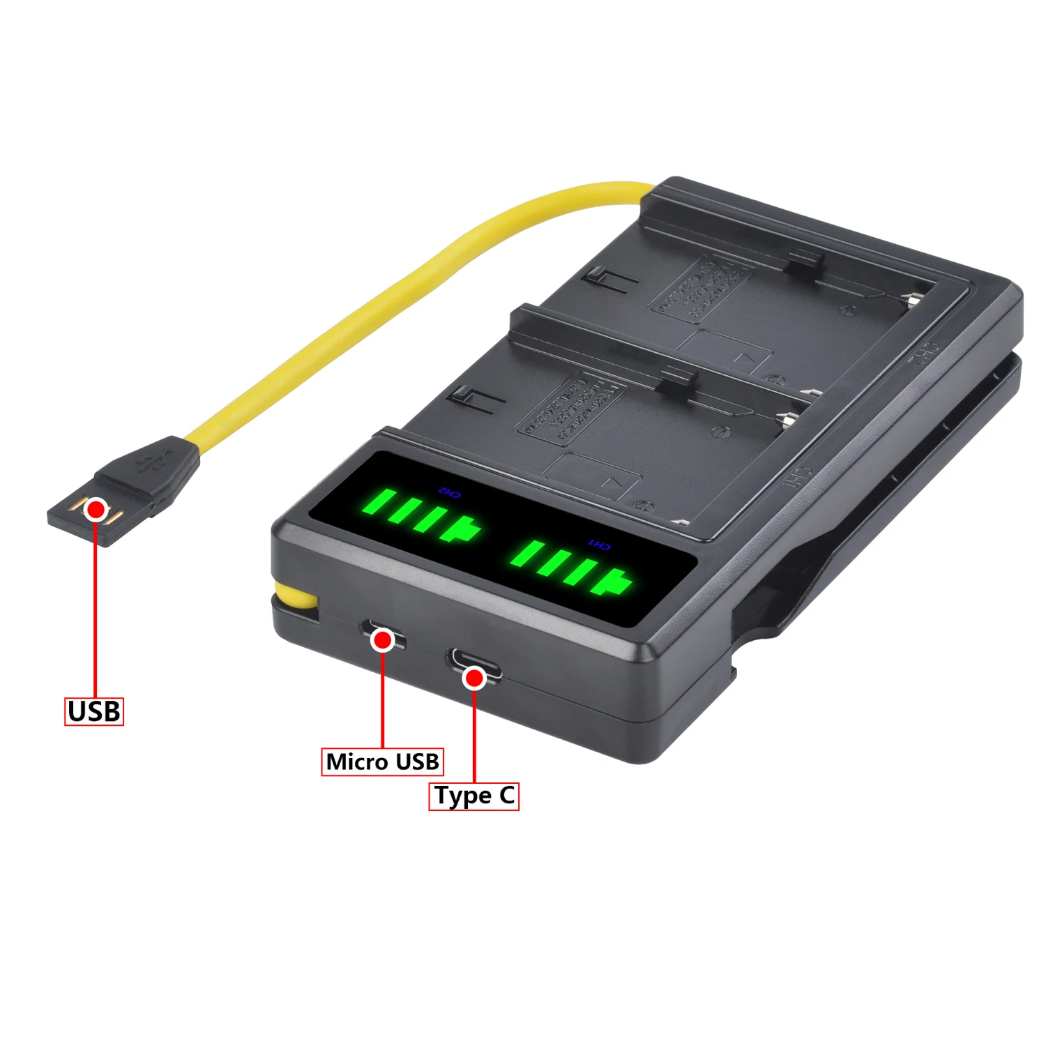 Фото Аккумулятор Batmax NP-F550 NP-F570 + двойное зарядное устройство USB со светодиодной подсветкой для фото №4
