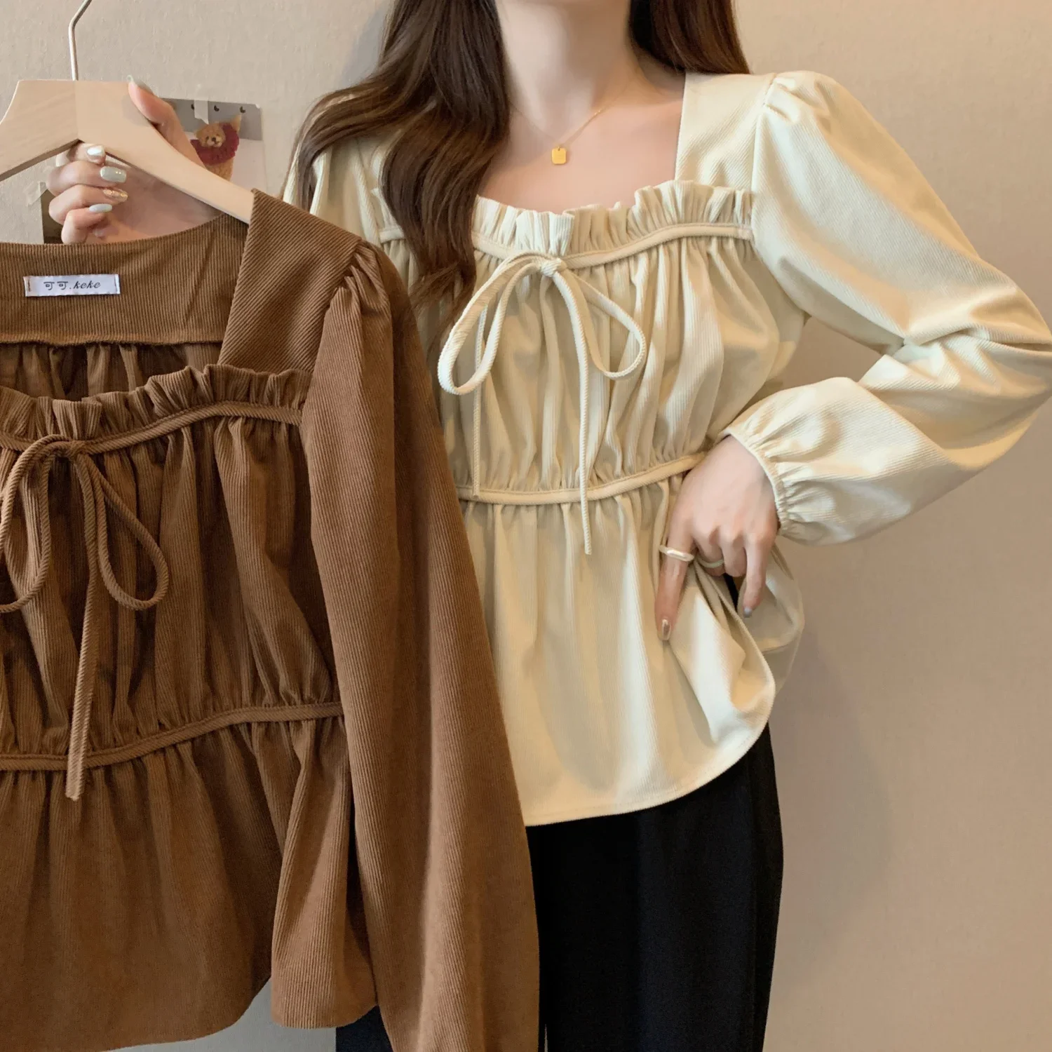 

Plus Size Plump Girls Spring French Young Design Sense Peplum Top Straight Slimming Fashionable Shirt Fashion