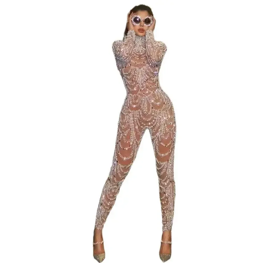 Women Elegant Sleeveless Sequined Glitter Shiny Jumpsuit Trousers Wide Leg Pants Sexy Slim Fit Backless Jumpsuit Romper Overalls