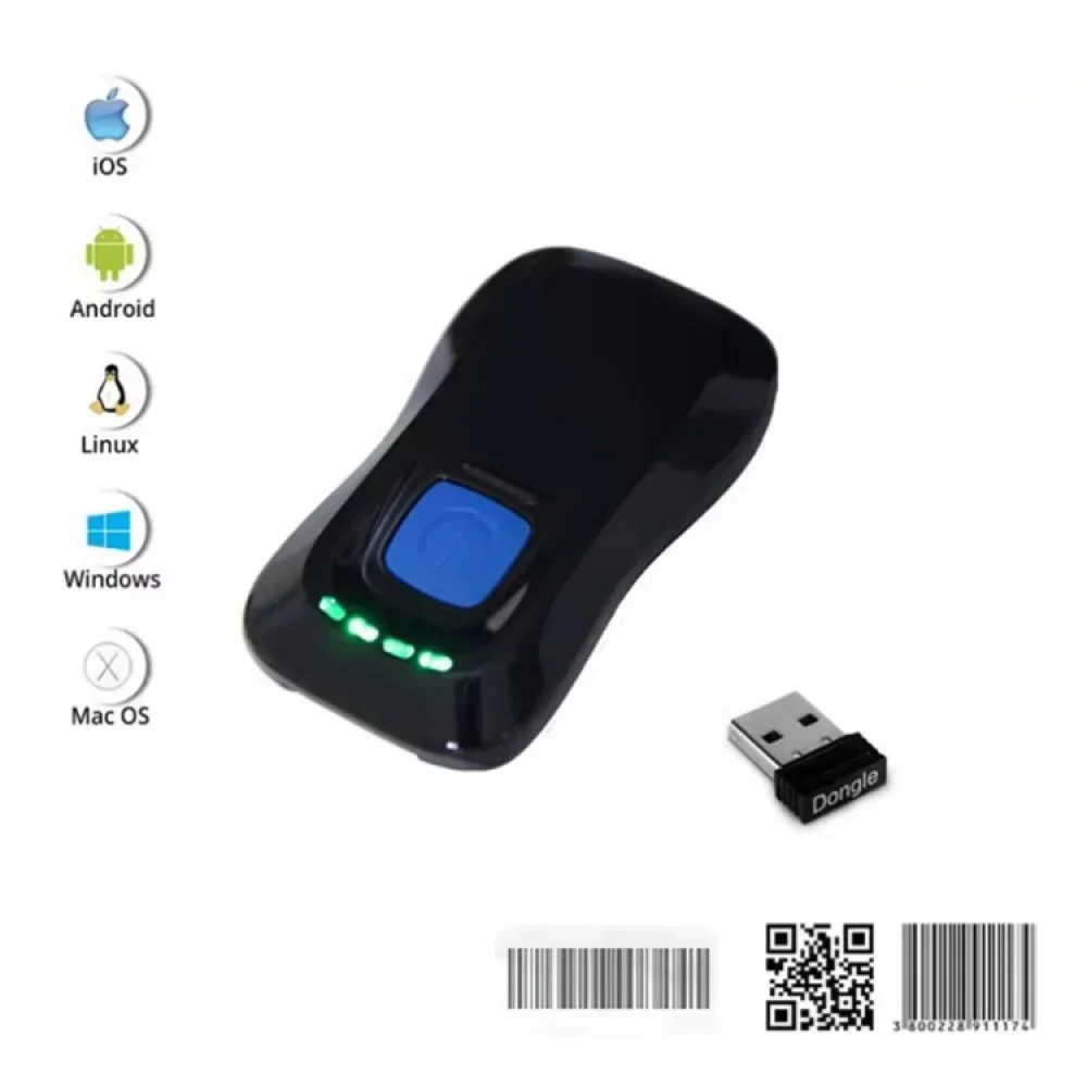 Wireless 2D 3-in-1 Mobile Smallest Minibluetooth Portable- Finger Barcode Scanner