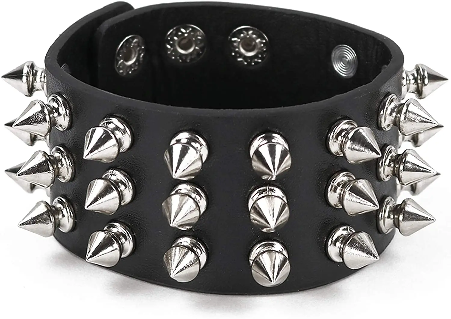 Manfnee Bracelet punk gothique avec pics et rivets - En métal