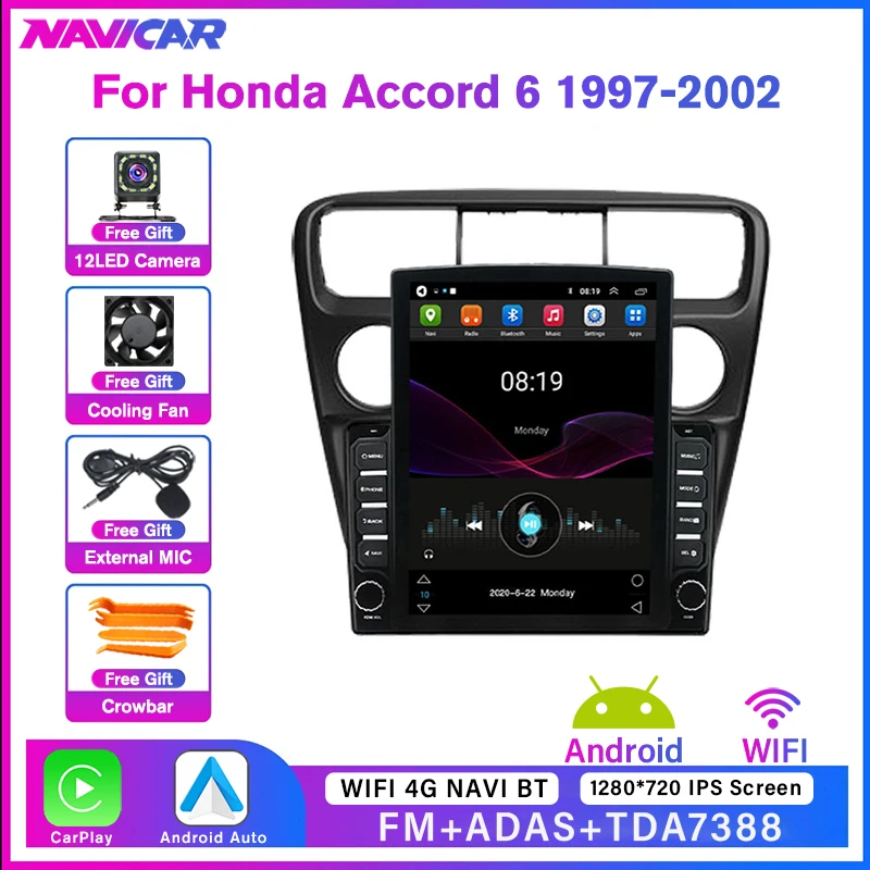 

2 Din Car Radio For Honda Accord 6 1997-2002 6G+128G Android10 GPS Navigation 2din Stereo Receiver Car Multimedia Player Carplay