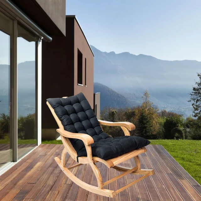 Coussin de chaise à bascule en tissu suédé inoffensif, siège de chaise de jardin, optique matelassurera, rempli de coton perlé, doux avec attaches pour l'extérieur 3