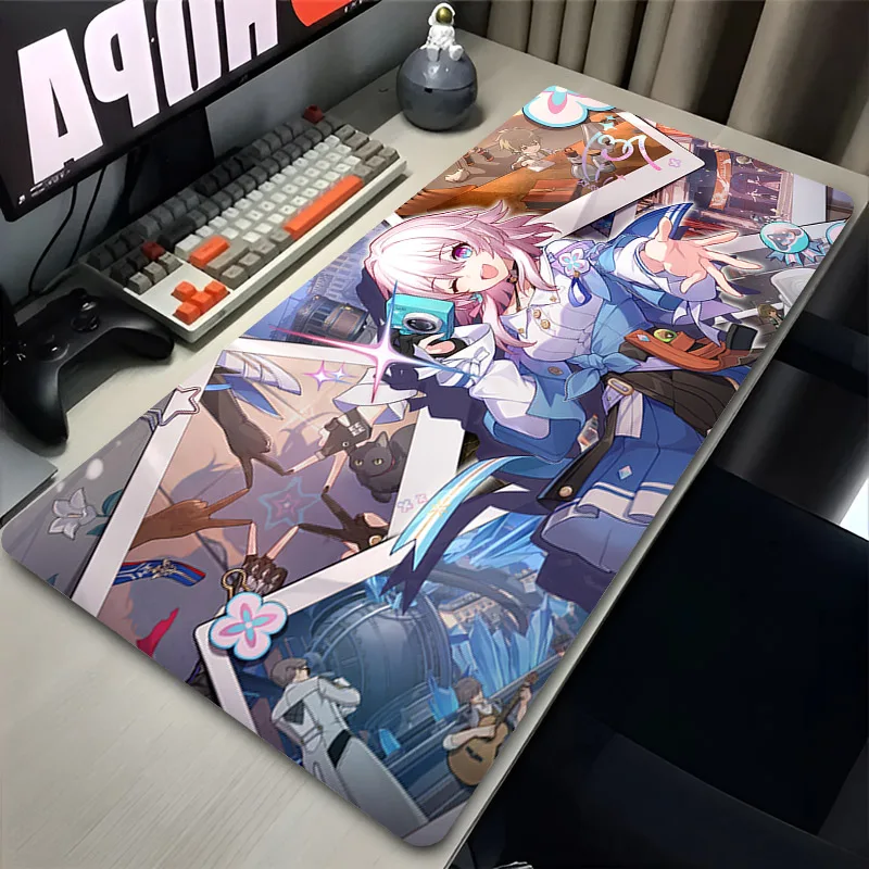 Laptop Mouse Pad Honkai Star Rail March 7th Anime Girl Pink Mousepad Keyboard Gamer Accessories Large Mouse Mat Office Desk Mat 3