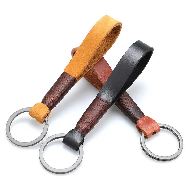 Klassischer handgefertigter Schlüsselanhänger aus echtem Rindsleder, Lanyard, Schlüsselanhänger, Anhänger, Auto-Schlüsselanhänger, Schlüsselzubehör