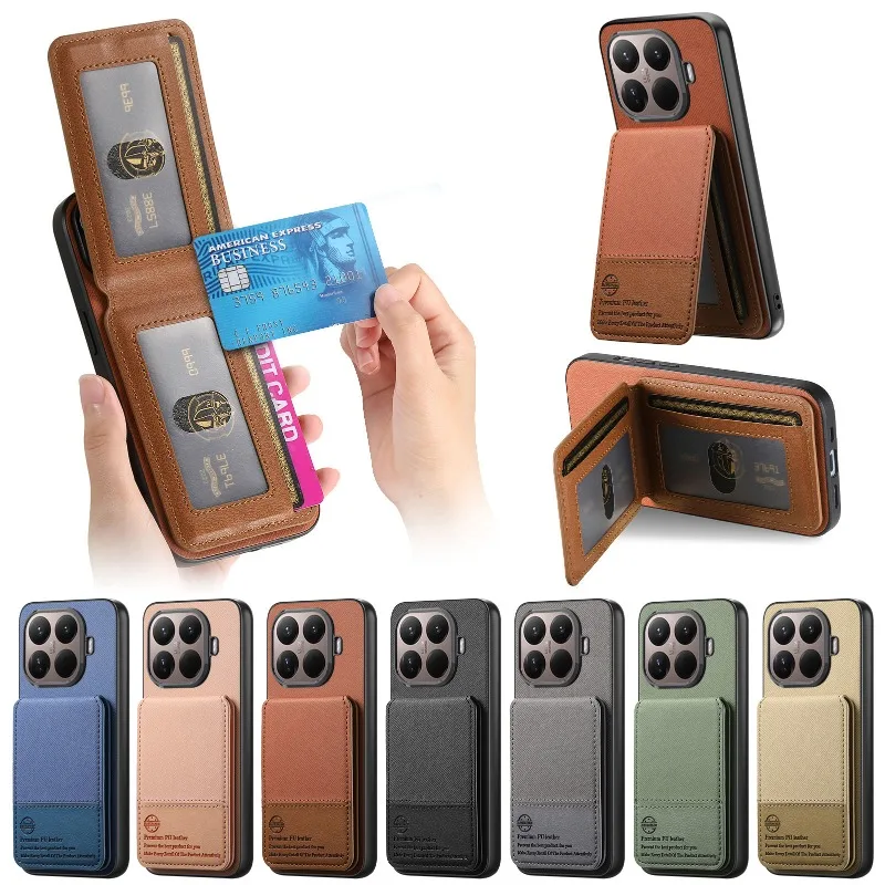 Premium PU Leather Flip Wallet Case with Card Slot and Stand – Magnetic Shockproof Bracket Cover