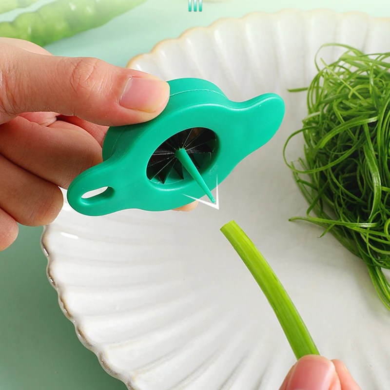 PWireless Scallion Slicer ABS+ Stainless Steel Green Onion Cutter Compact  Kitchen Tool and Gadget Green and Delicate Shallot Shredder