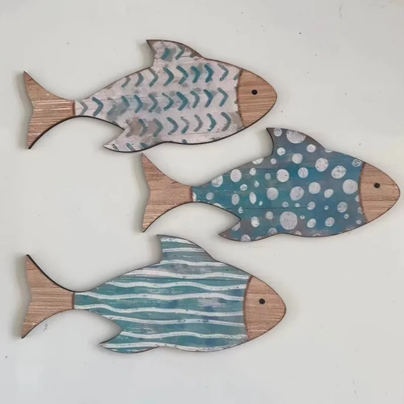 Wooden Tropical Fish Wall Hanging, Tropical Fish School Seaside Wall Decor, Outdoor Lake House Beach Decoration