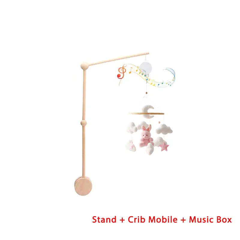 Wooden Crib Mobile Baby Bed Bell Rattle Toy Soft Felt Cartoon Bear Mobile bracket Newborn Music Box Bed Bell Hanging Bracket Toy - Image 24