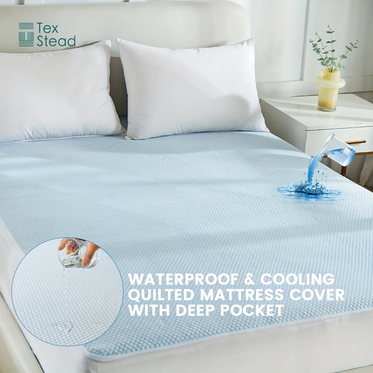 1 Pc Cooling fitted mattress topper waterproof fiitted sheet, Luxurious Soft for Hot Sleepers, Soft Fabric with Deep Pocket 3