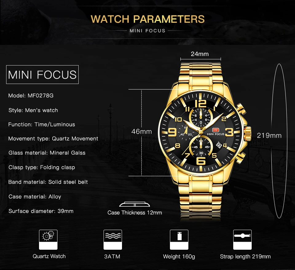 MINI FOCUS Quarzuhr für Herren, wasserdicht_voghion.com