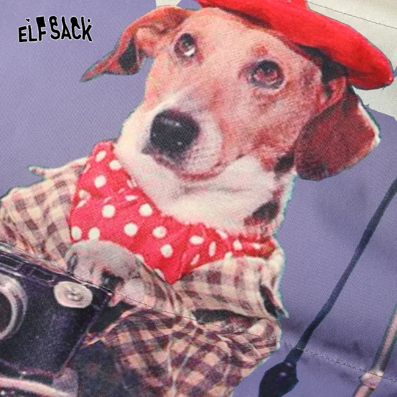 ELFSACK Down Vest Women 2023 Autumn/Winter New Dog Printing Loose Warm Outwears