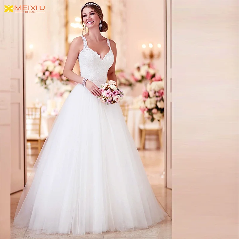 

Applique Sweetheart Custom Wedding Dress V-Neck Floral Set A-Line Princess Temperament Engagement Tour Beautiful Bridal Gowns