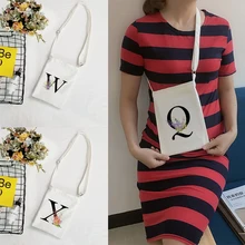 

Azure Letters Canvas Ladies Handbag Messenger Bag Fashion Phone Key Perfume Hand Cream Ladies Shoulder Bag Storage Bag Girls Bag